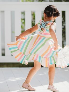 💕Size 8 SweetHoney beautiful Flair Dress - Cheery Stripe!